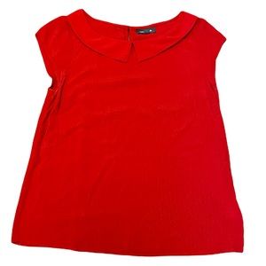 Modcloth Around the Edges Collared Blouse Top Red M